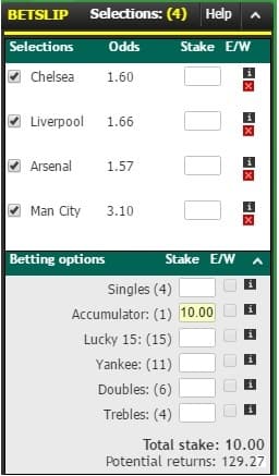 football accumulator bet slip Paddy Power